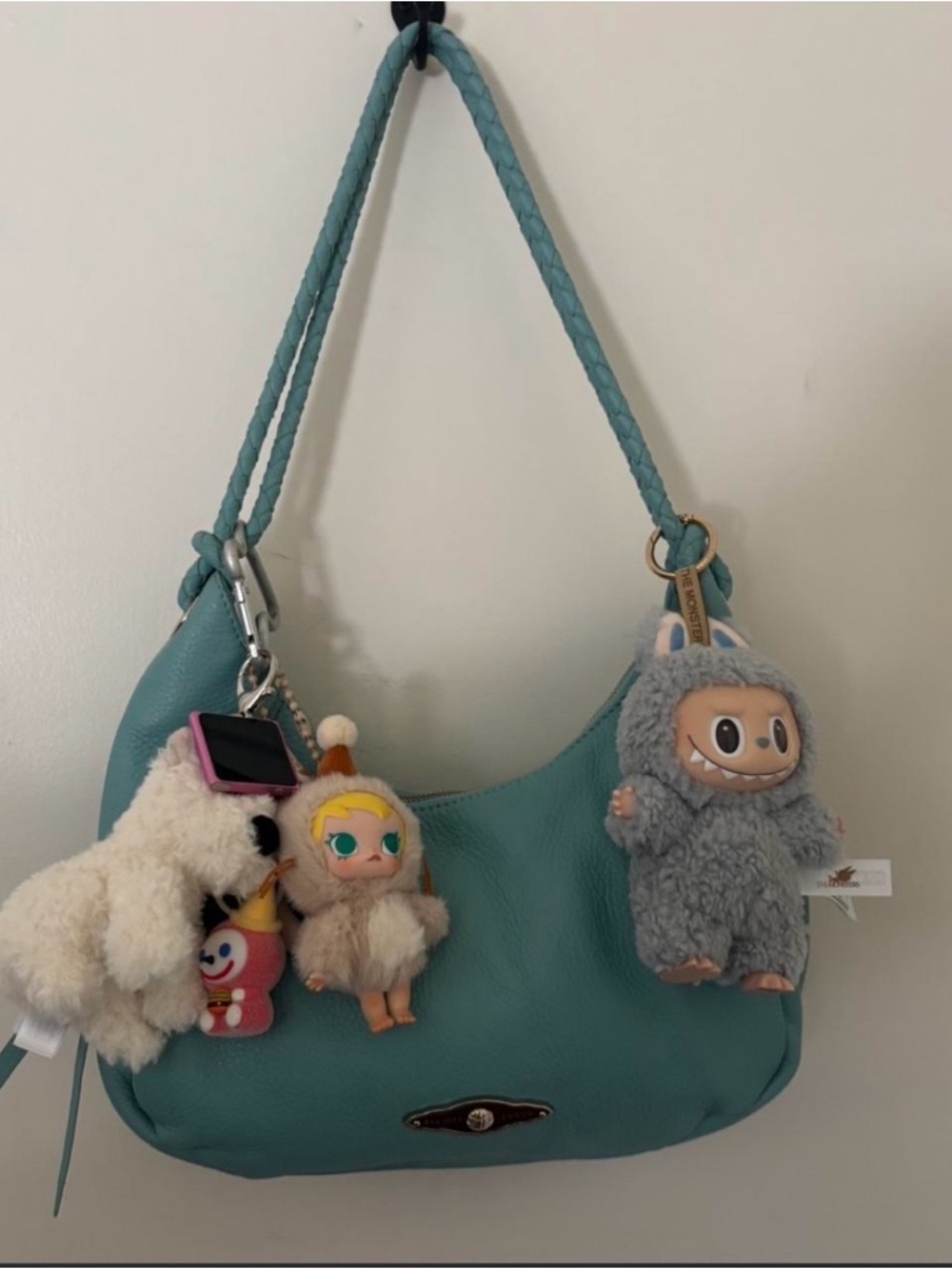 Elliott Lucca Light Turquoise Braided Strap Shoulder Bag